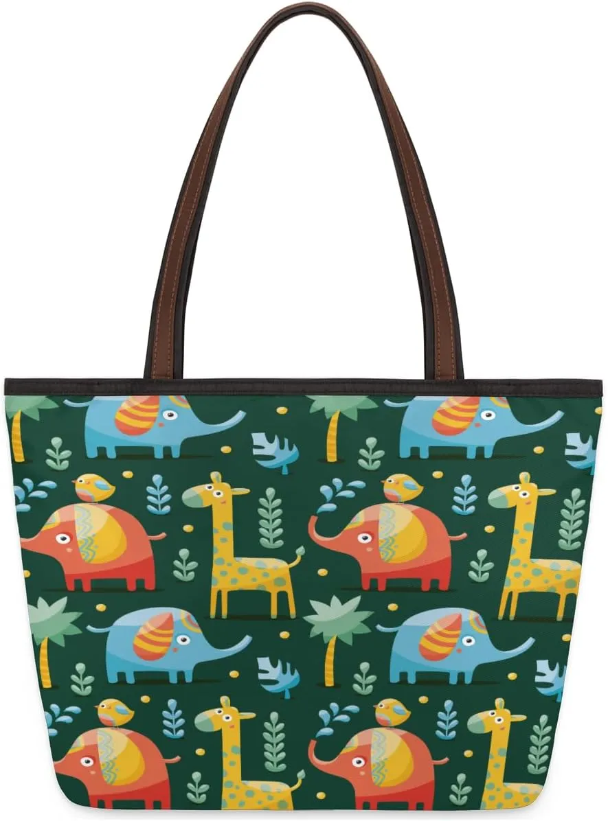 Tote Bag for Women with Zipper Large Capacity Top Handle Casual Shoulder Bag Handbag Reusable Shopping