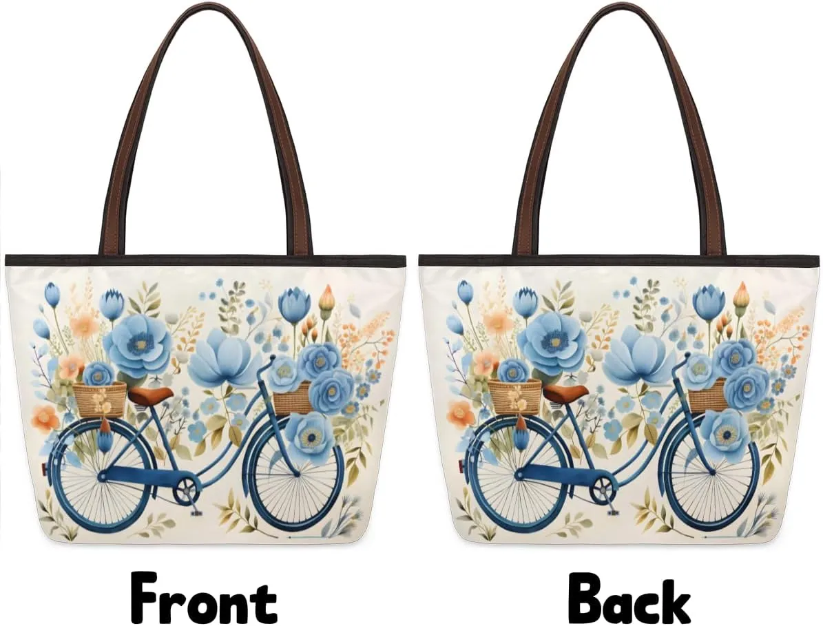 Tote Bag for Women with Zipper Large Capacity Top Handle Casual Shoulder Bag Handbag Reusable Shopping