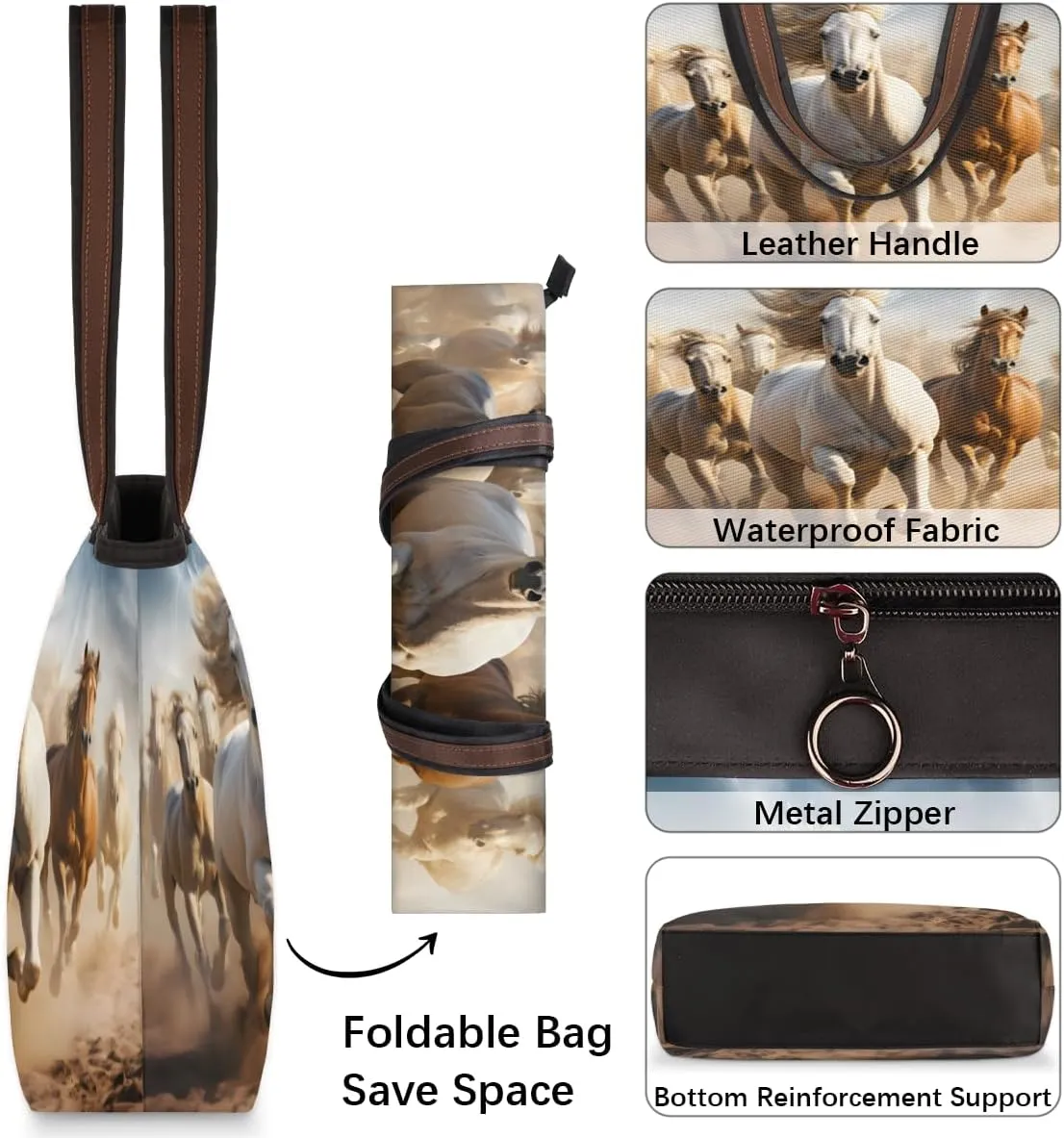 Tote Bag for Women with Zipper Large Capacity Top Handle Casual Shoulder Bag Handbag Reusable Shopping