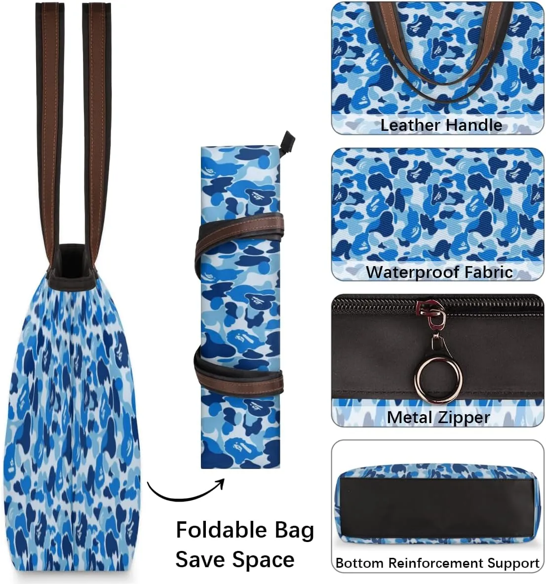 Tote Bag for Women with Zipper Large Capacity Top Handle Casual Shoulder Bag Handbag Reusable Shopping