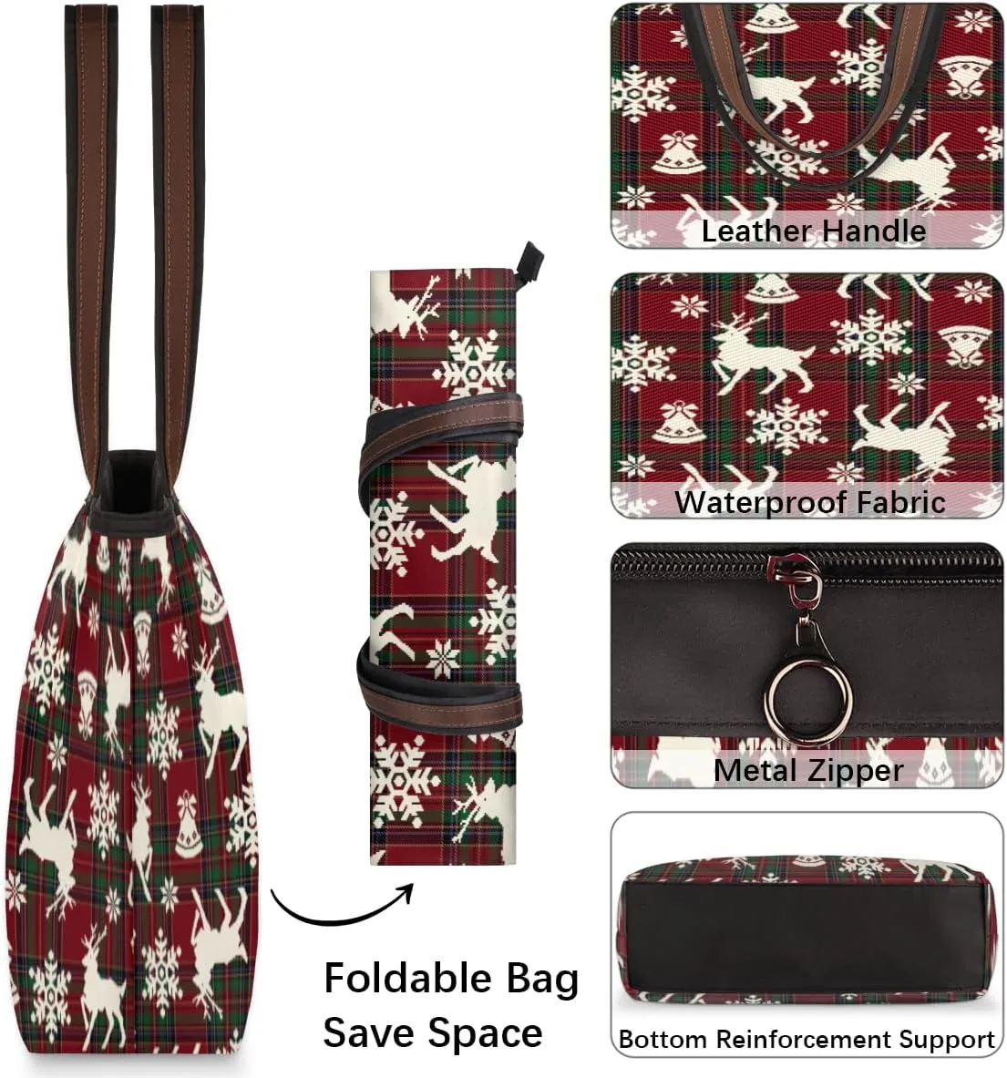 Tote Bag for Women with Zipper Large Capacity Top Handle Casual Shoulder Bag Handbag Reusable Shopping
