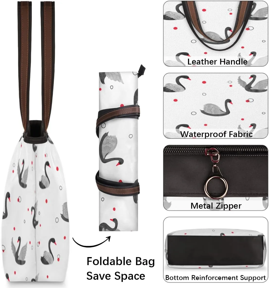 Tote Bag for Women with Zipper Large Capacity Top Handle Casual Shoulder Bag Handbag Reusable Shopping