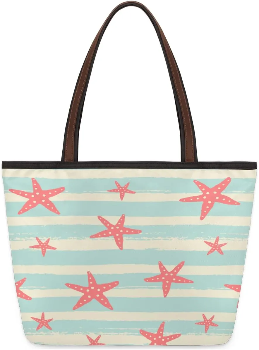 Tote Bag for Women with Zipper Large Capacity Top Handle Casual Shoulder Bag Handbag Reusable Shopping