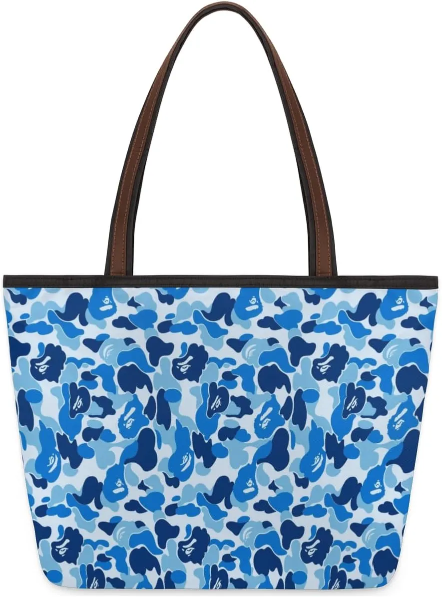 Tote Bag for Women with Zipper Large Capacity Top Handle Casual Shoulder Bag Handbag Reusable Shopping