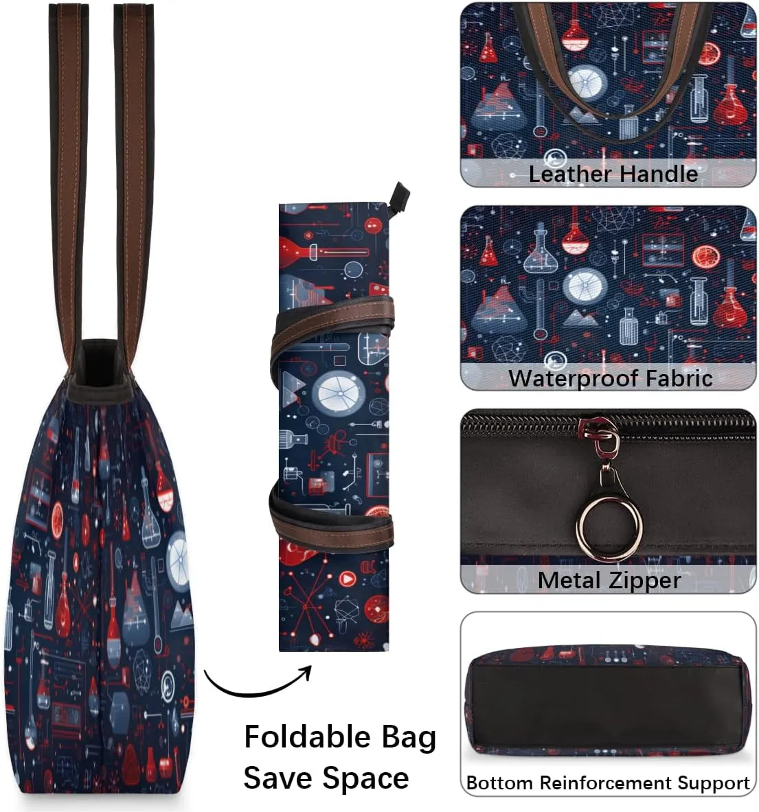 Tote Bag for Women with Zipper Large Capacity Top Handle Casual Shoulder Bag Handbag Reusable Shopping