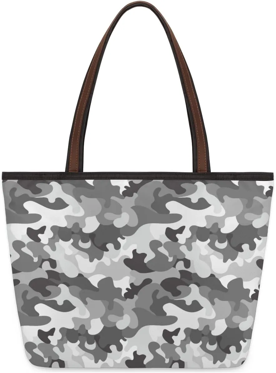 Tote Bag for Women with Zipper Large Capacity Top Handle Casual Shoulder Bag Handbag Reusable Shopping