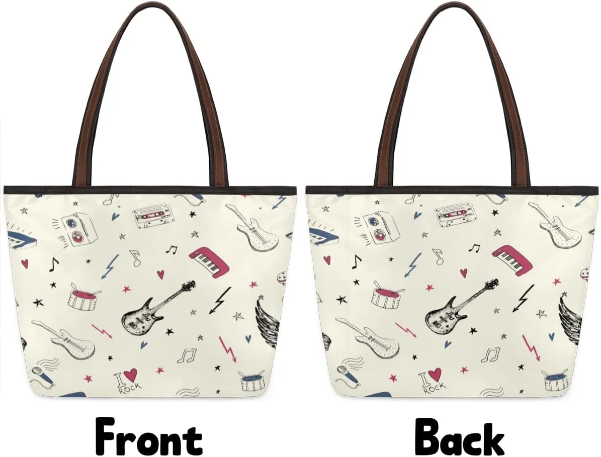 Tote Bag for Women with Zipper Large Capacity Top Handle Casual Shoulder Bag Handbag Reusable Shopping