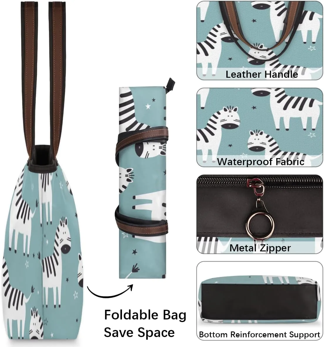 Tote Bag for Women with Zipper Large Capacity Top Handle Casual Shoulder Bag Handbag Reusable Shopping