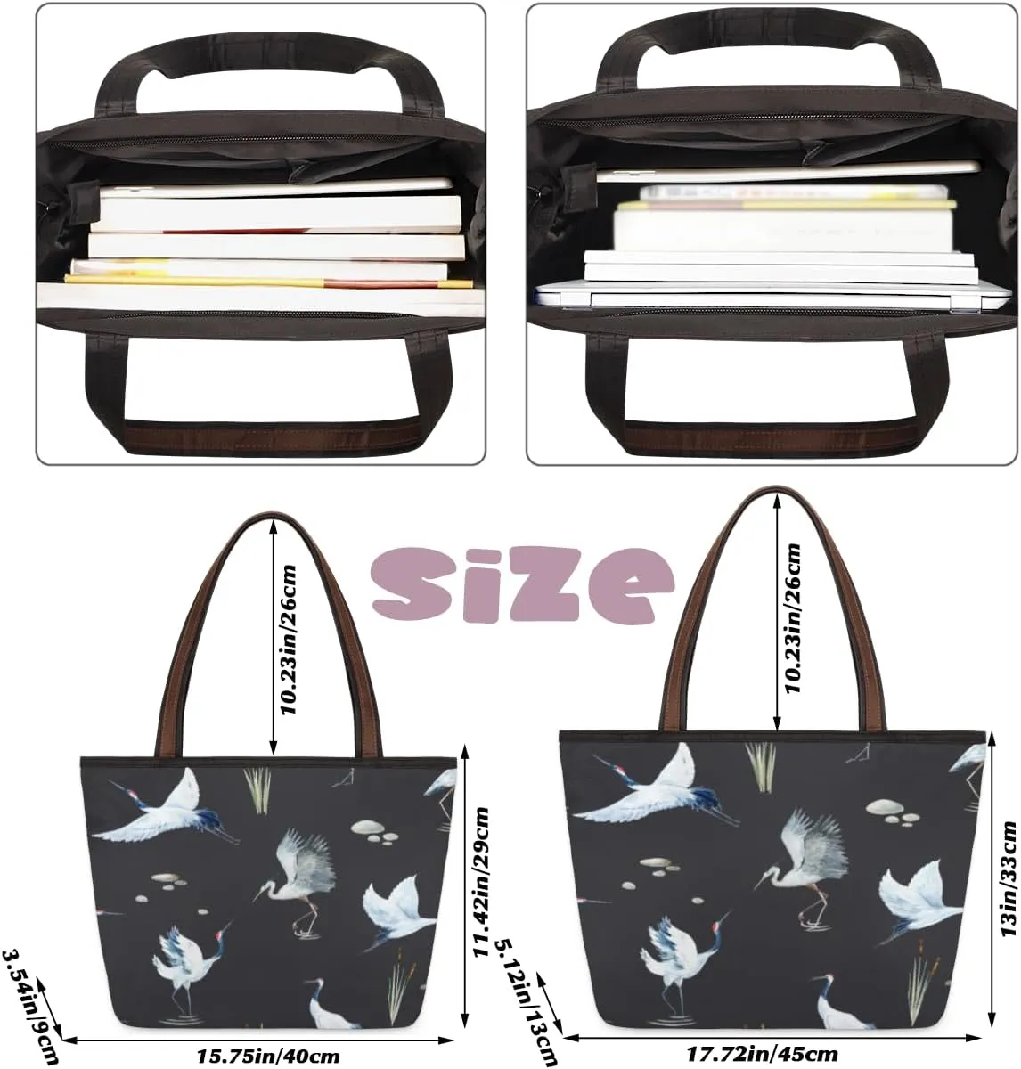 Tote Bag for Women with Zipper Large Capacity Top Handle Casual Shoulder Bag Handbag Reusable Shopping
