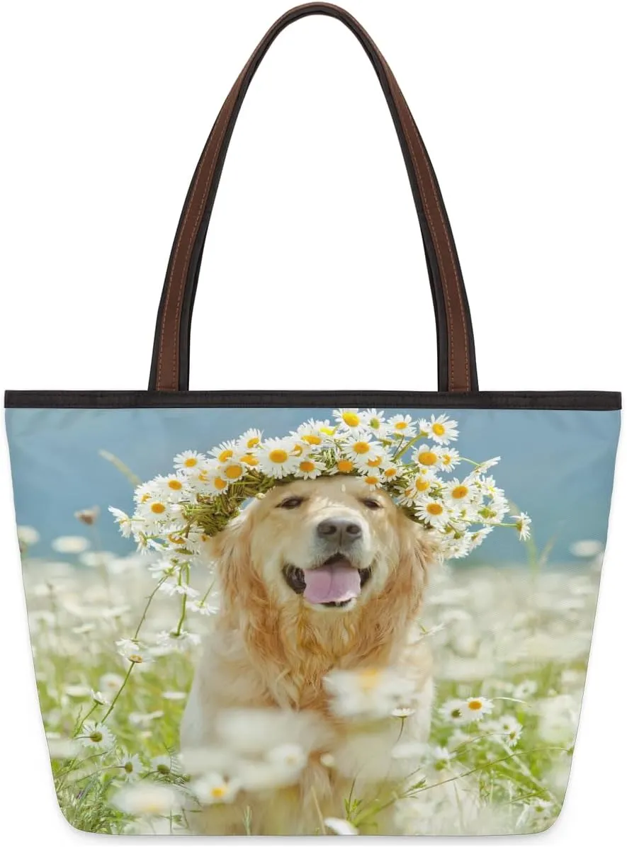 Tote Bag for Women with Zipper Large Capacity Top Handle Casual Shoulder Bag Handbag Reusable Shopping