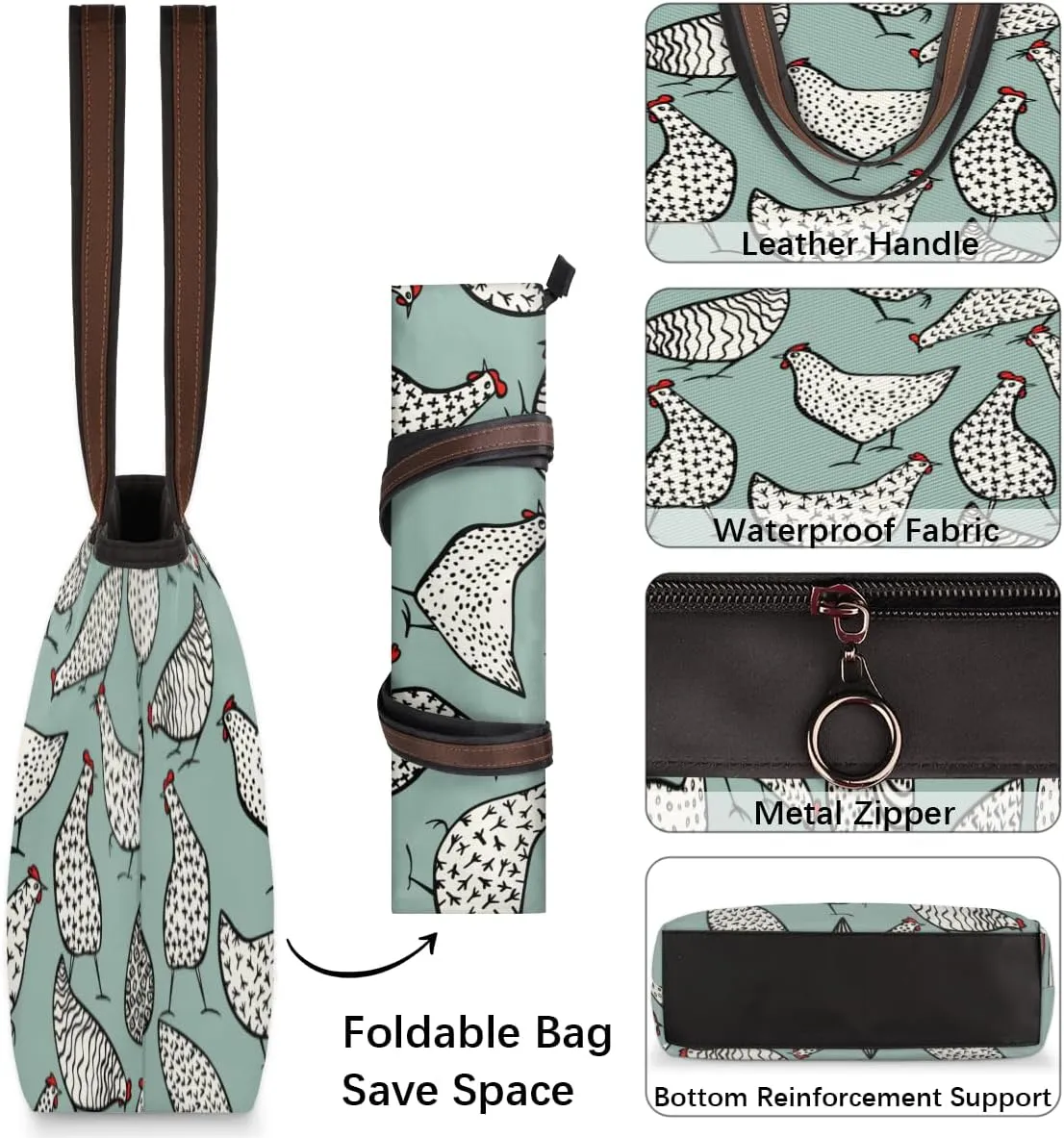 Tote Bag for Women with Zipper Large Capacity Top Handle Casual Shoulder Bag Handbag Reusable Shopping