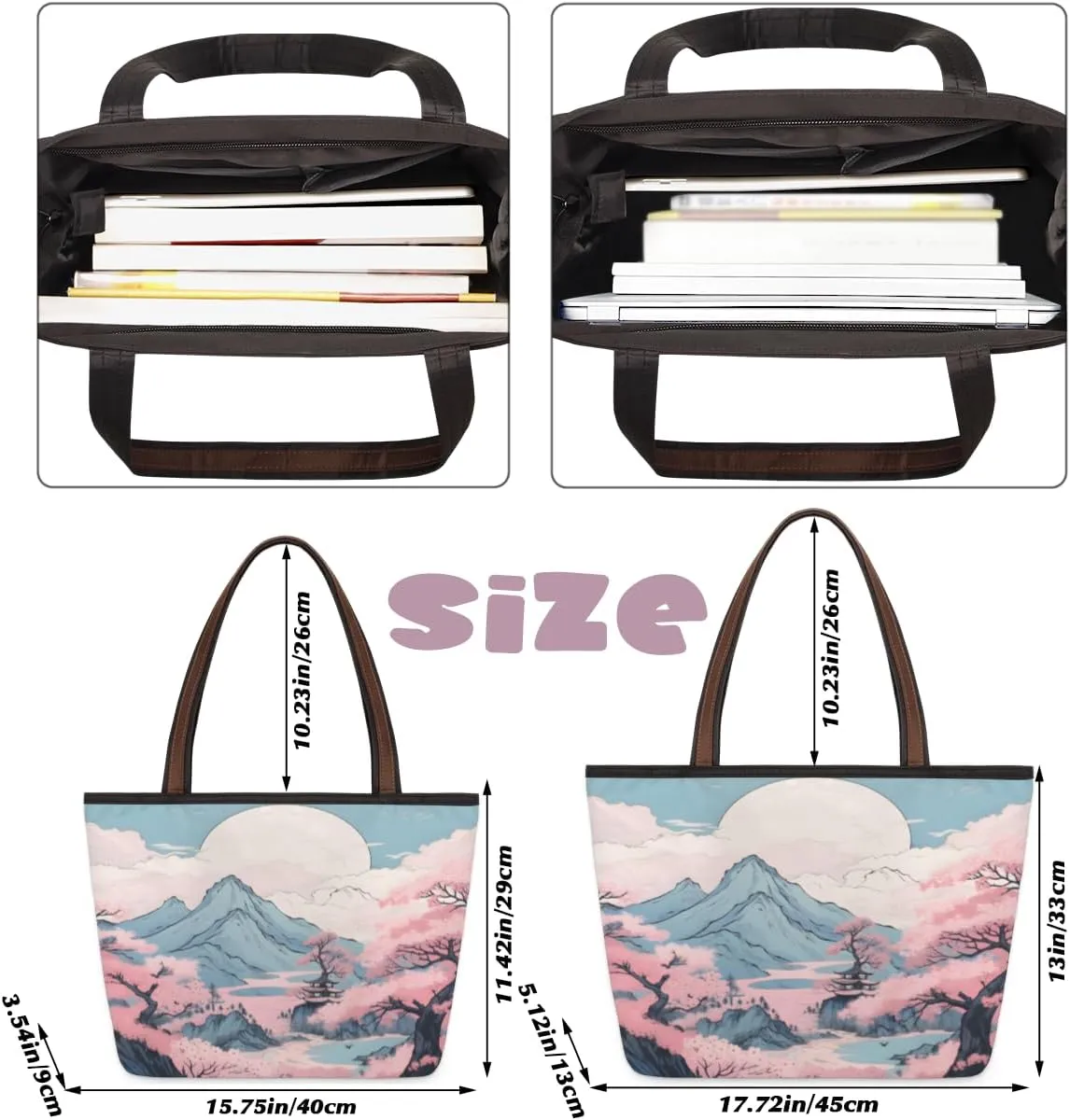Tote Bag for Women with Zipper Large Capacity Top Handle Casual Shoulder Bag Handbag Reusable Shopping