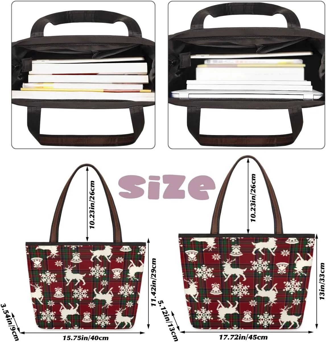 Tote Bag for Women with Zipper Large Capacity Top Handle Casual Shoulder Bag Handbag Reusable Shopping