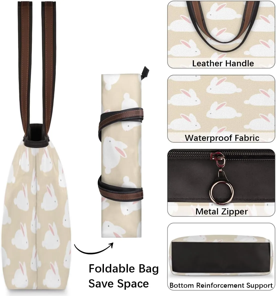 Tote Bag for Women with Zipper Large Capacity Top Handle Casual Shoulder Bag Handbag Reusable Shopping