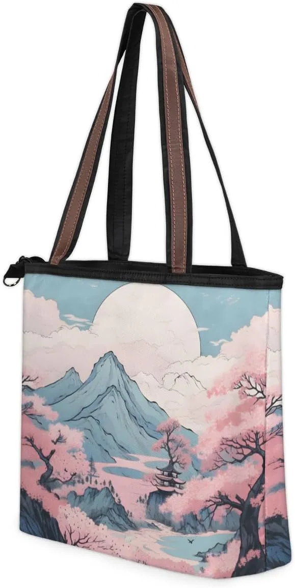 Tote Bag for Women with Zipper Large Capacity Top Handle Casual Shoulder Bag Handbag Reusable Shopping