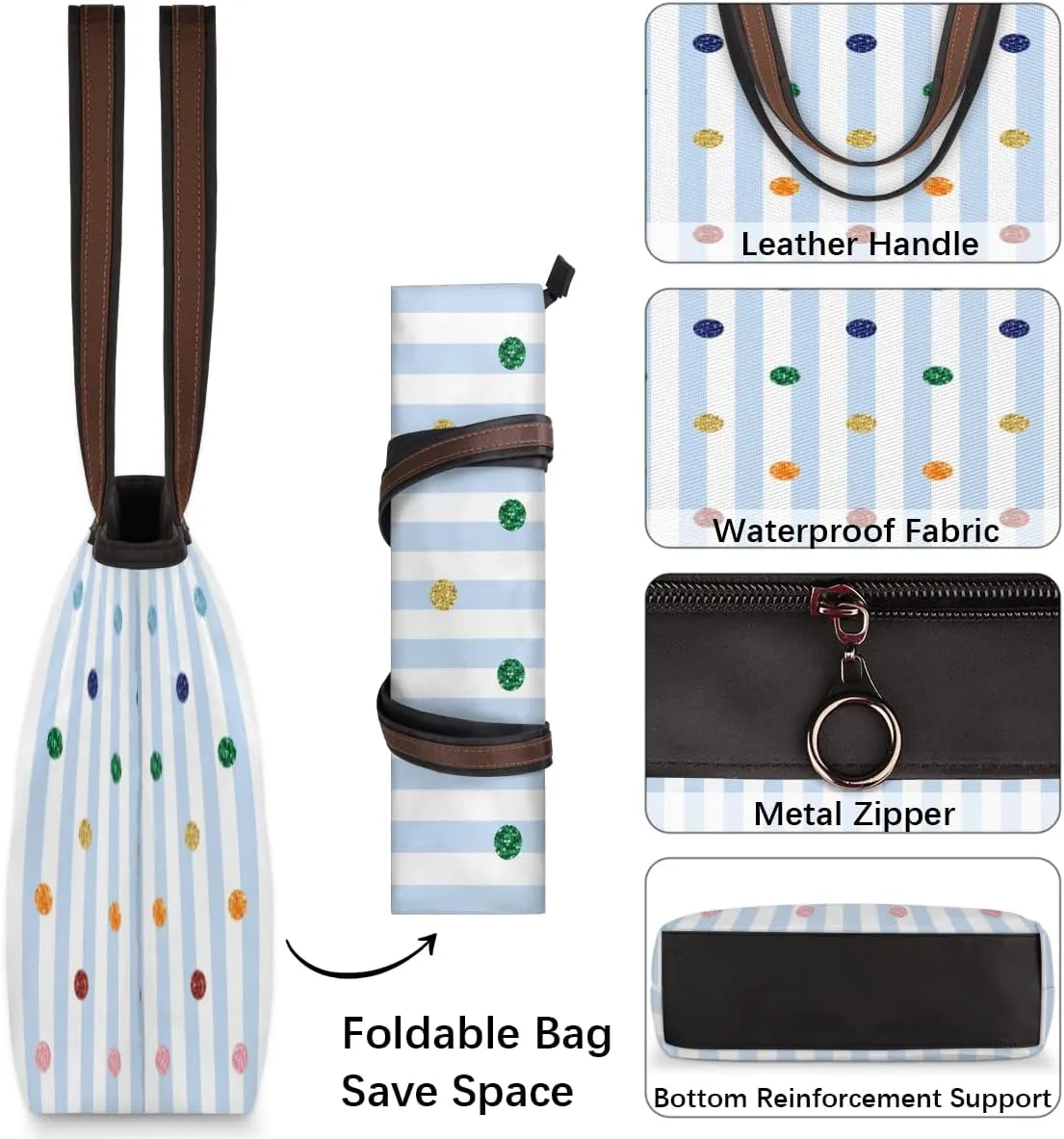Tote Bag for Women with Zipper Large Capacity Top Handle Casual Shoulder Bag Handbag Reusable Shopping