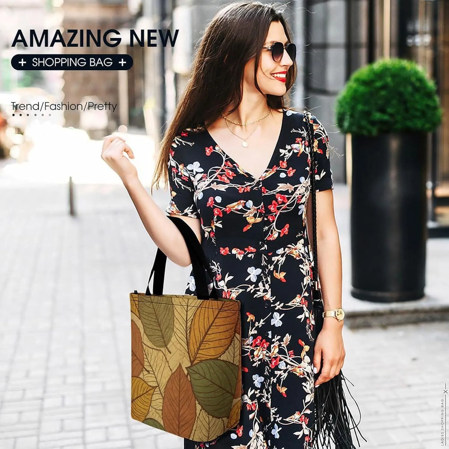 Tote Bag Reusable Grocery Bag Foldable Shopping Bag Extra Large Shoulder Bag Wavy Style Lines Tote Bag for Travel