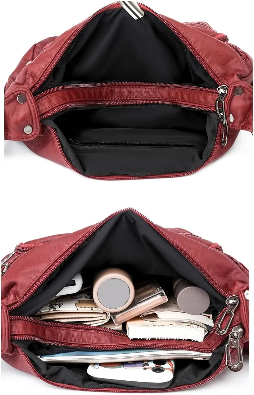 Tote Bags Crossbody for Women, Shoulder Purse Soft Leather Handbags Lightweight with Zip Closure Working Trave