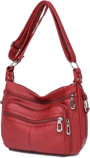 Tote Bags Crossbody for Women, Shoulder Purse Soft Leather Handbags Lightweight with Zip Closure Working Trave