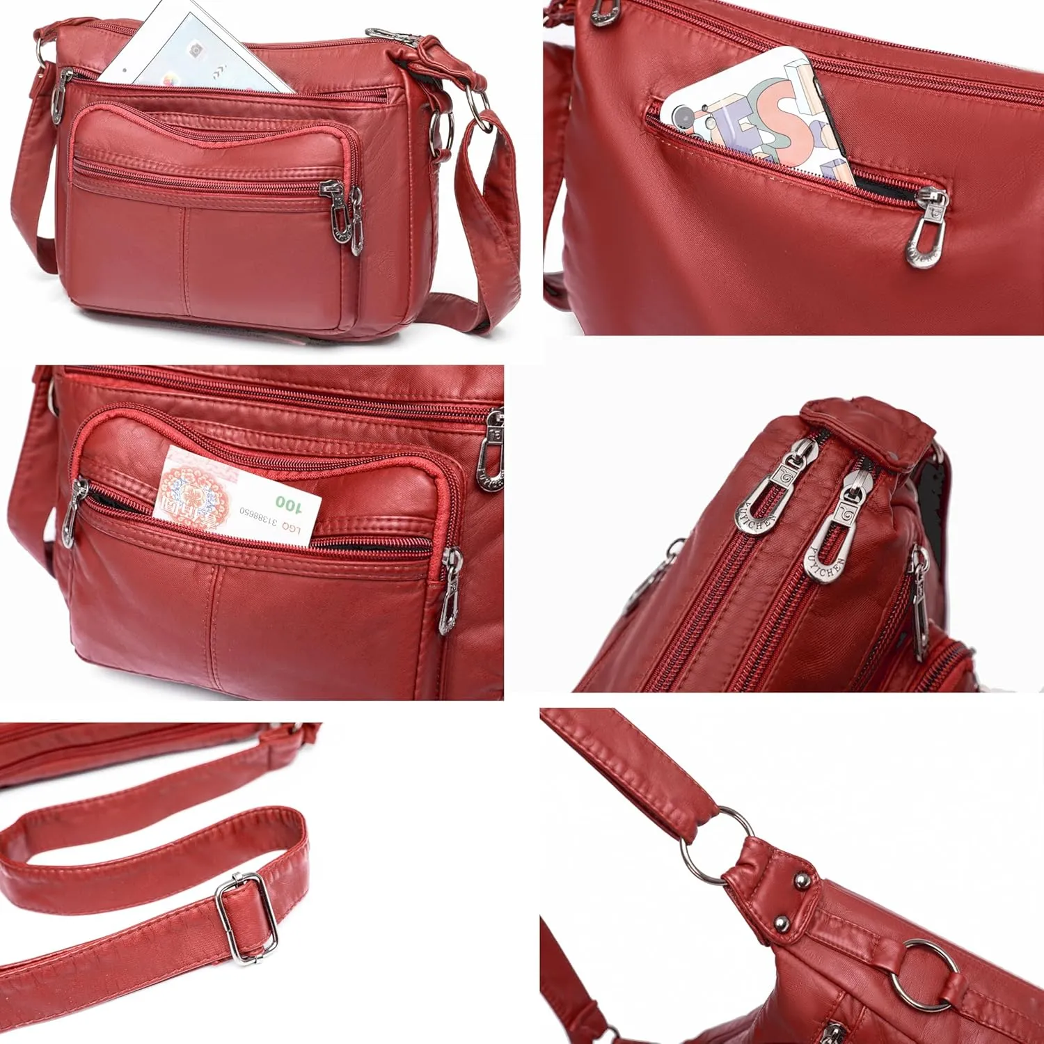 Tote Bags Crossbody for Women, Shoulder Purse Soft Leather Handbags Lightweight with Zip Closure Working Trave