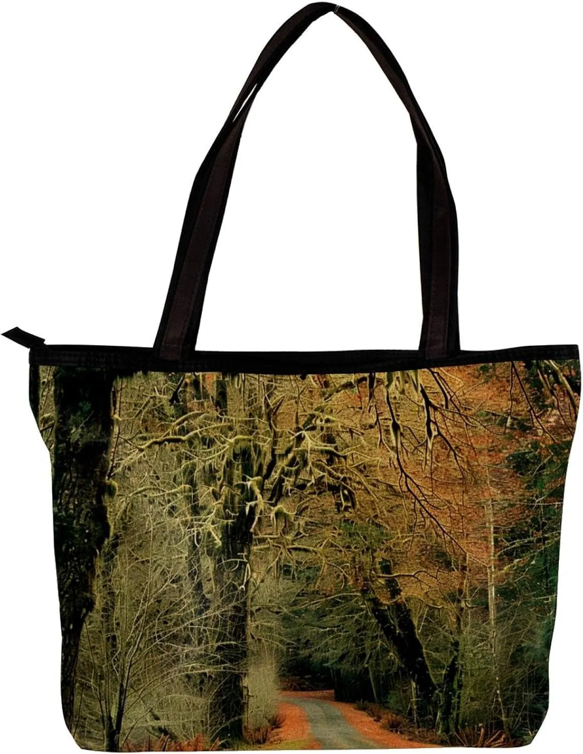 Tote Bags for Women,Womens Handbags,Small Tote Bag,Scenic Road in Forest
