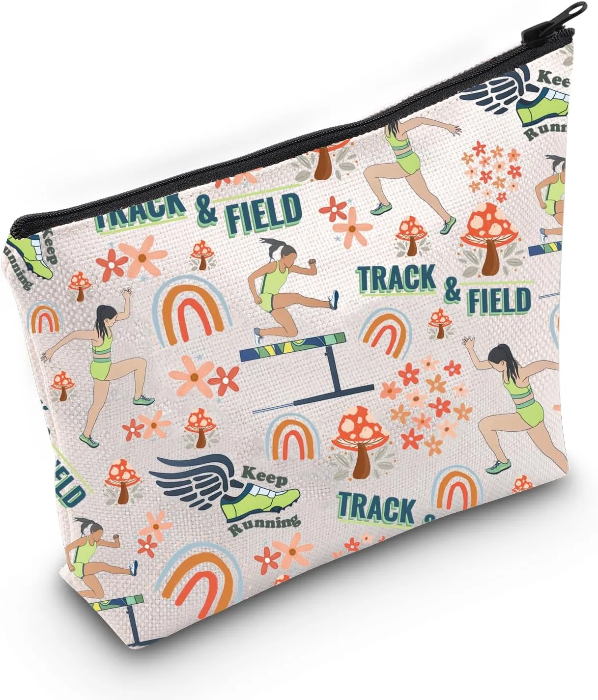 Track and Field Lover Gift Track and Field Cosmetic Bag Track and Field Mom Gift Runner Athlete Gift (Keep Running Bag)