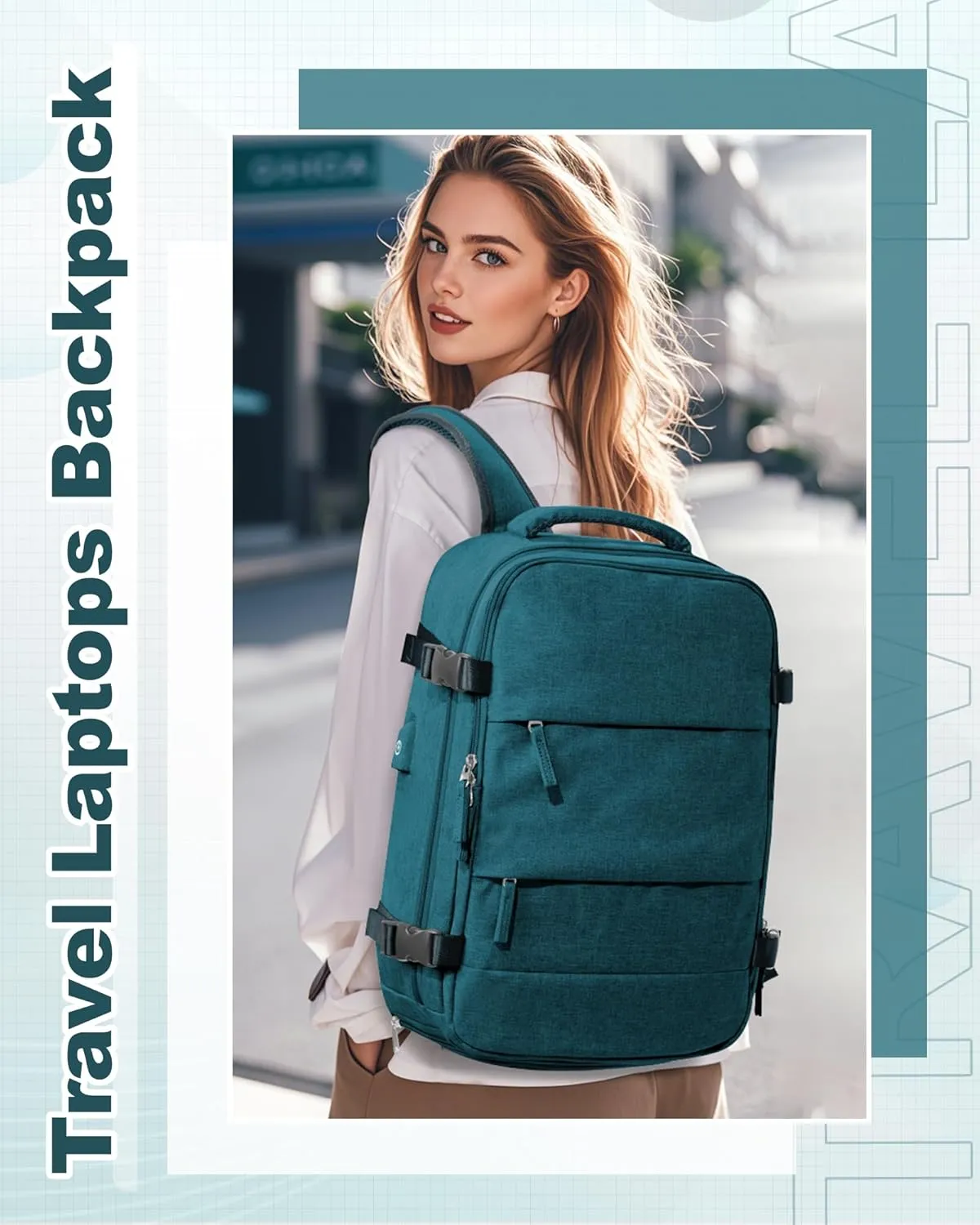 Travel Backpack for Men Women Carry on Backpack for Airplanes Personal Item Travel Bag Casual Nurse Bag Casual Bag for Weekender Business Trip Peacock Blue