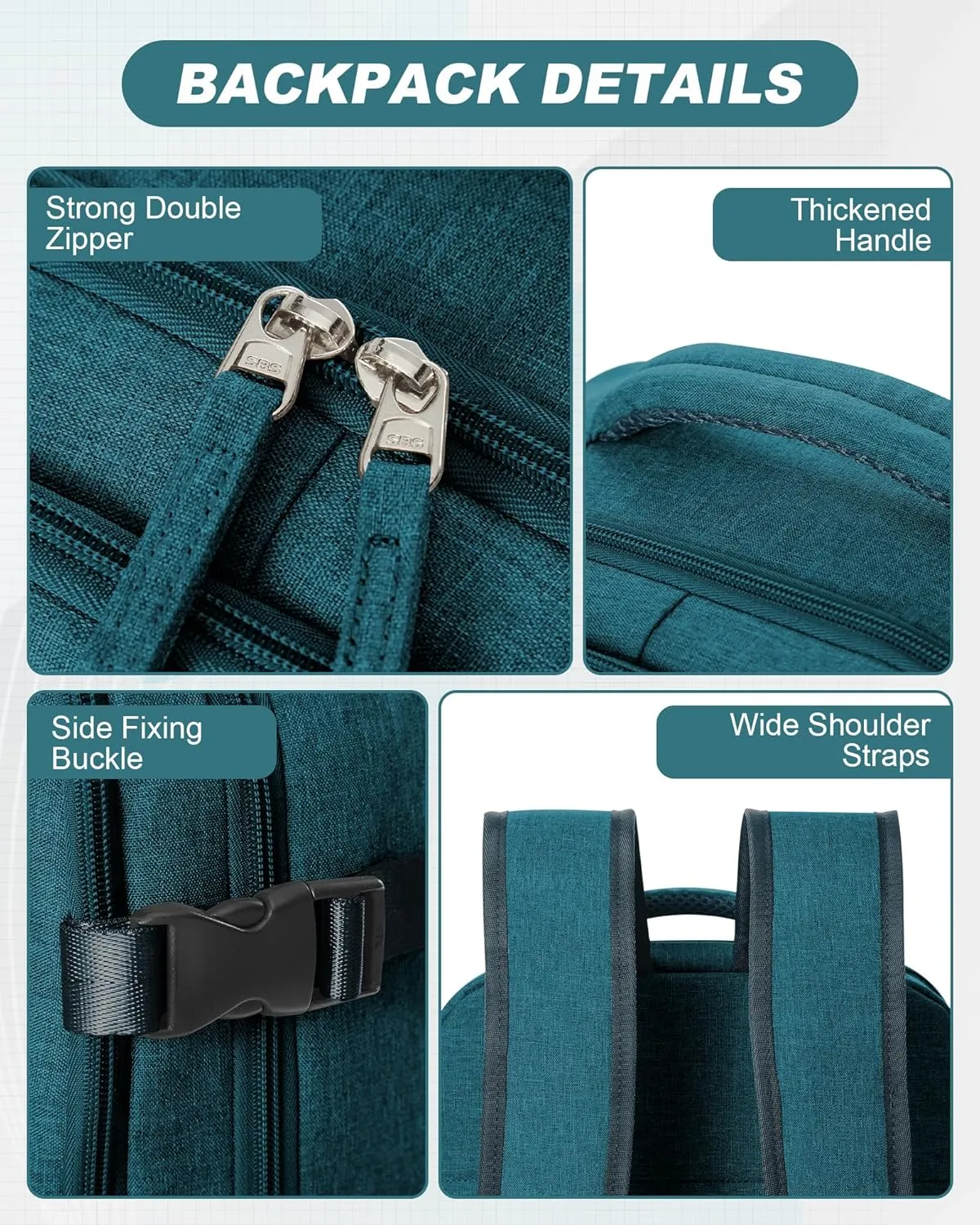 Travel Backpack for Men Women Carry on Backpack for Airplanes Personal Item Travel Bag Casual Nurse Bag Casual Bag for Weekender Business Trip Peacock Blue