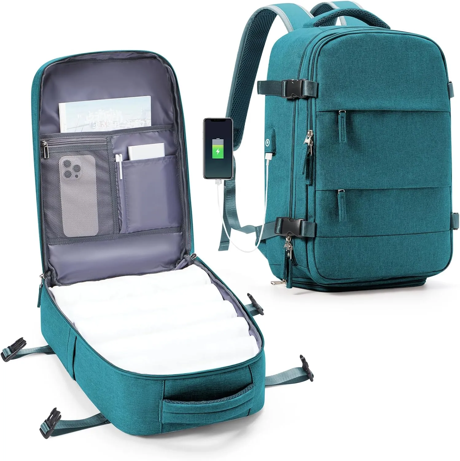 Travel Backpack for Men Women Carry on Backpack for Airplanes Personal Item Travel Bag Casual Nurse Bag Casual Bag for Weekender Business Trip Peacock Blue