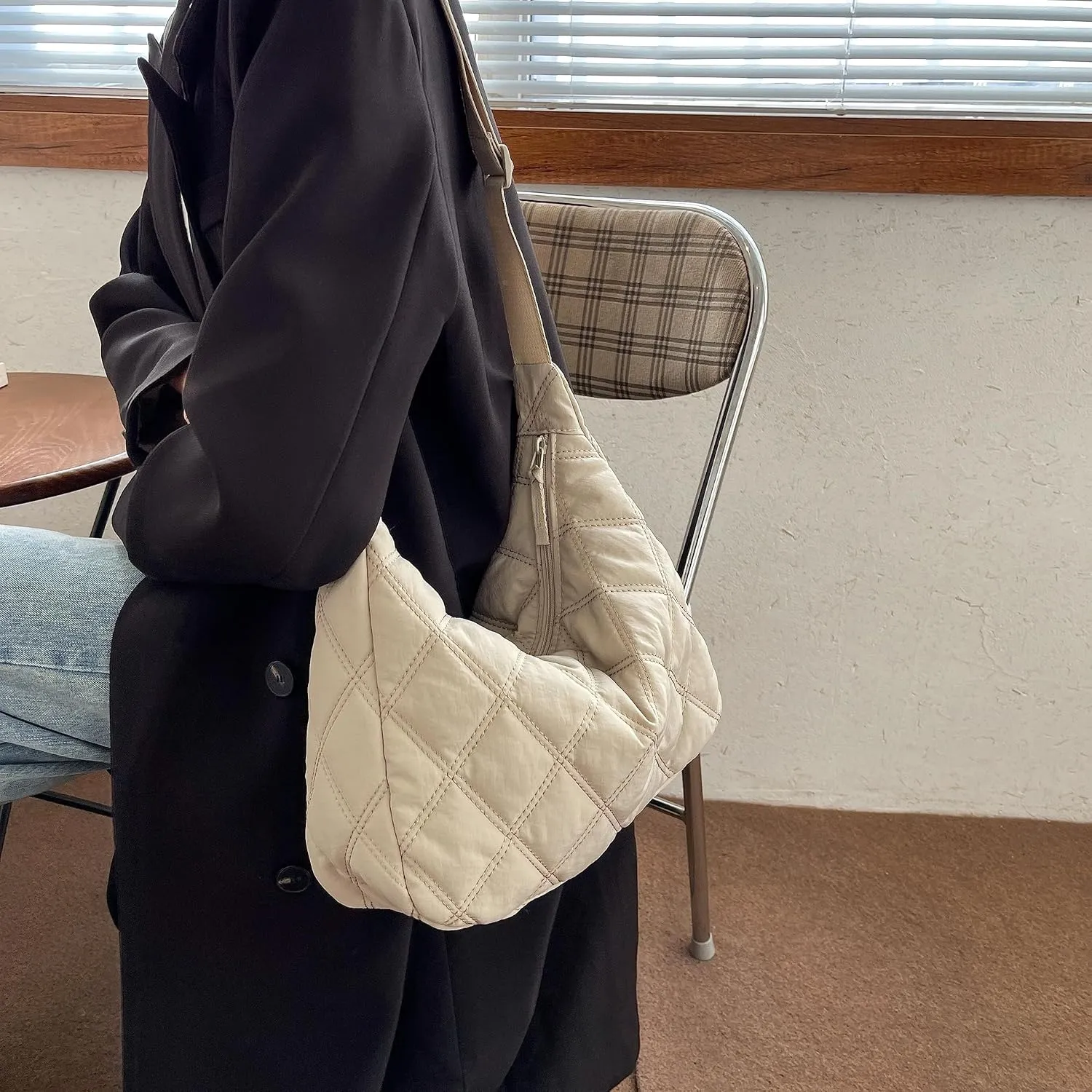 TRBSXRT Quilted Puffer Crossbody Bag and Purse for women - Cotton Padding Satchel Handbag Hobo Shoulder Bag