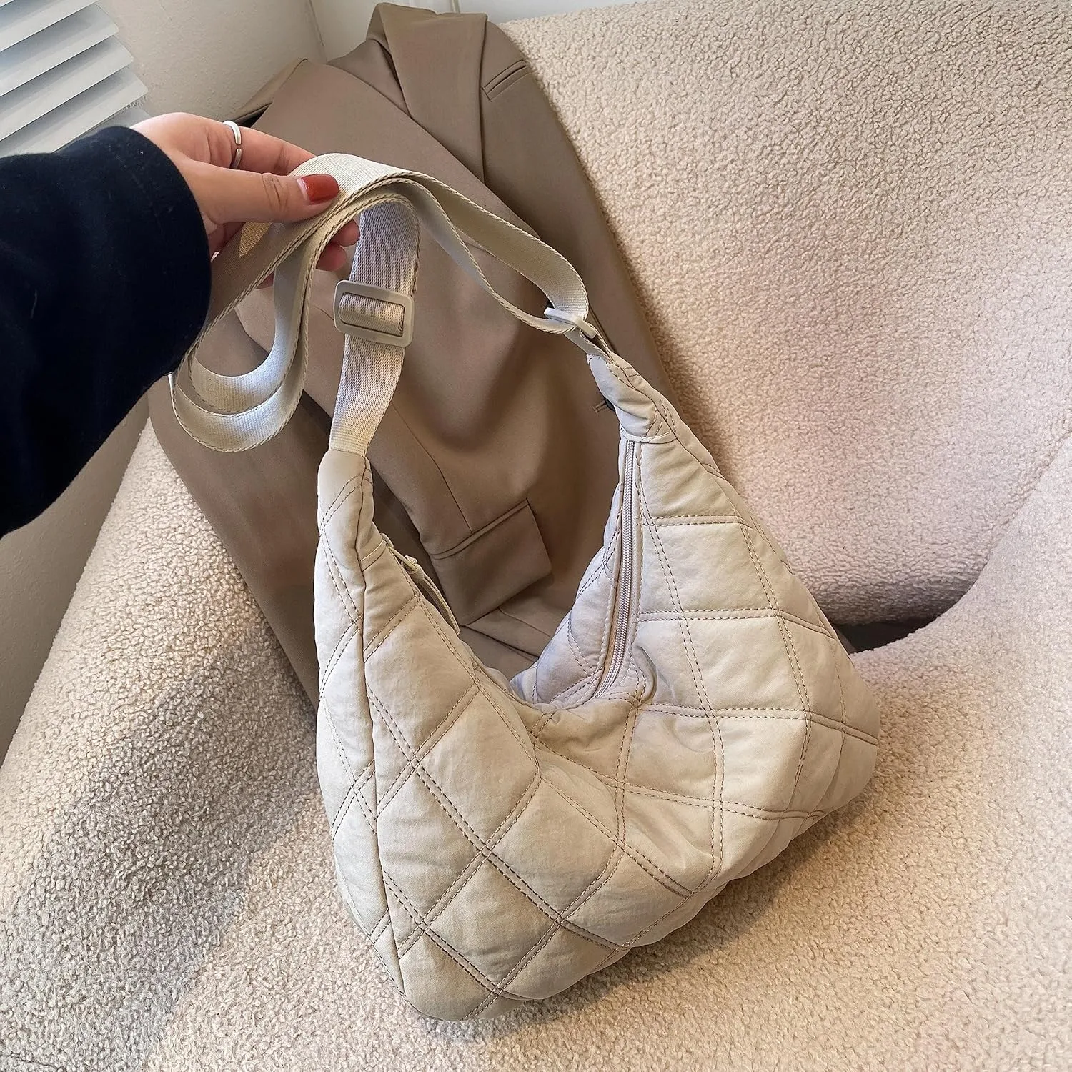 TRBSXRT Quilted Puffer Crossbody Bag and Purse for women - Cotton Padding Satchel Handbag Hobo Shoulder Bag