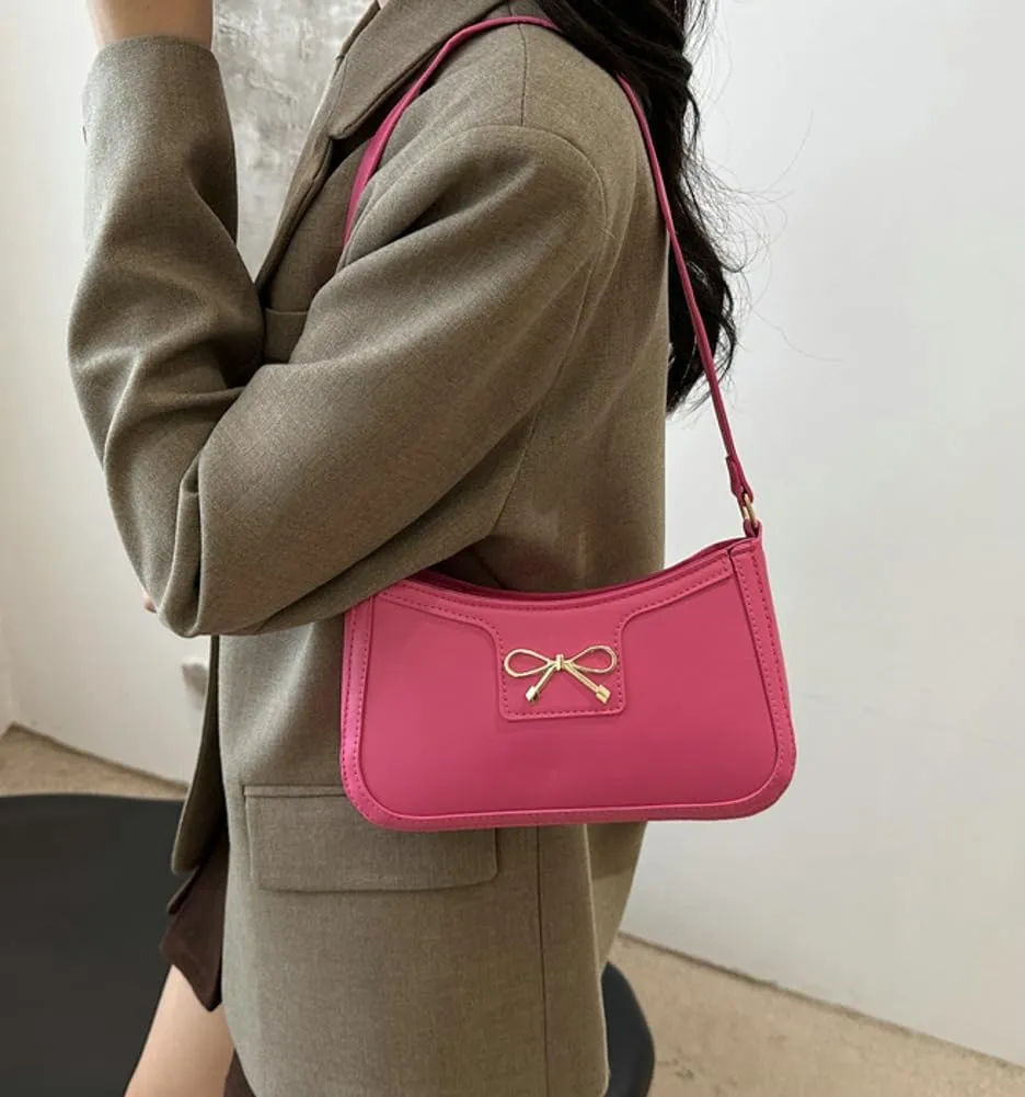 Trendy Bow Shoulder Bag for Women PU Leather Shoulder Purse Tote Bag Crossbody Purses for Work Travel 2025