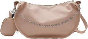 Trendy Nylon Crossbody Bag Casual Dumpling Bags Underarm Purse For Fashion Youth Shoulder Handbag With Adjustable Strap, Black, 36x15x20cm