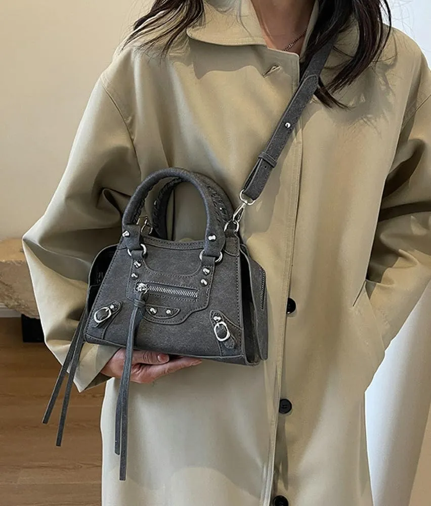 Trendy Vegan Leather Crossbody Bags for Women Small Shoulder Tote Purse Y2k Rivet Handbags Designer Satchels 2025