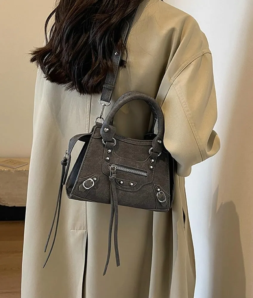 Trendy Vegan Leather Crossbody Bags for Women Small Shoulder Tote Purse Y2k Rivet Handbags Designer Satchels 2025