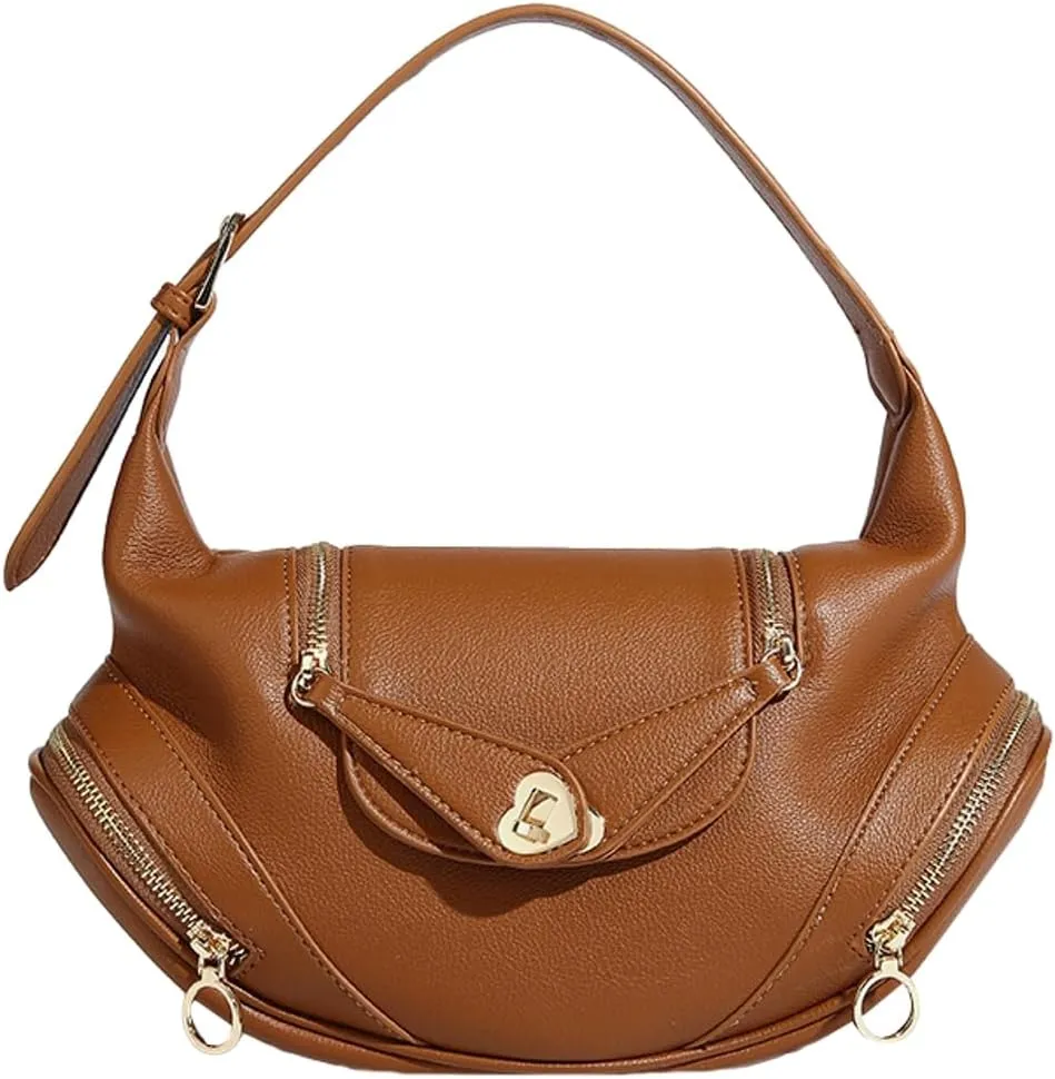 Trendy Vegan Leather Shoulder Bags for Women Small Commuting Tote Purse Handbags Designer Satchels with Buckle