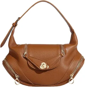 Trendy Vegan Leather Shoulder Bags for Women Small Commuting Tote Purse Handbags Designer Satchels with Buckle
