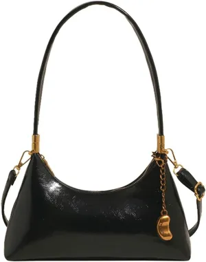 Trendy Vegan Leather Shoulder Bags for Women Small Crescent Tote Purse Y2k Handbags Designer Underarm Satchels