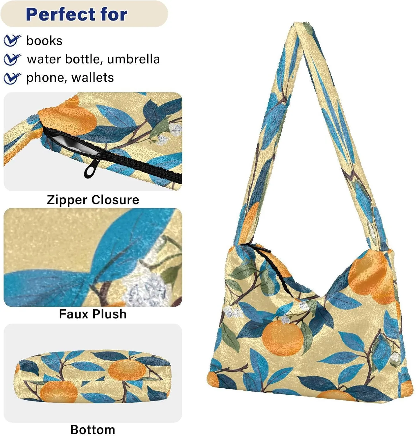 Tropical Leaves on White Women Handbags Shoulder Bag, Handbag Shoulder Bag, Womens Outdoor Bag