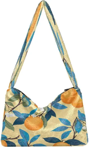 Tropical Leaves on White Women Handbags Shoulder Bag, Handbag Shoulder Bag, Womens Outdoor Bag