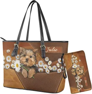 Tuoxiukan Personalized Handbags and Wallet Set for Women Clutch Purse Custom Name Tote Bag Customized Gifts for Mom