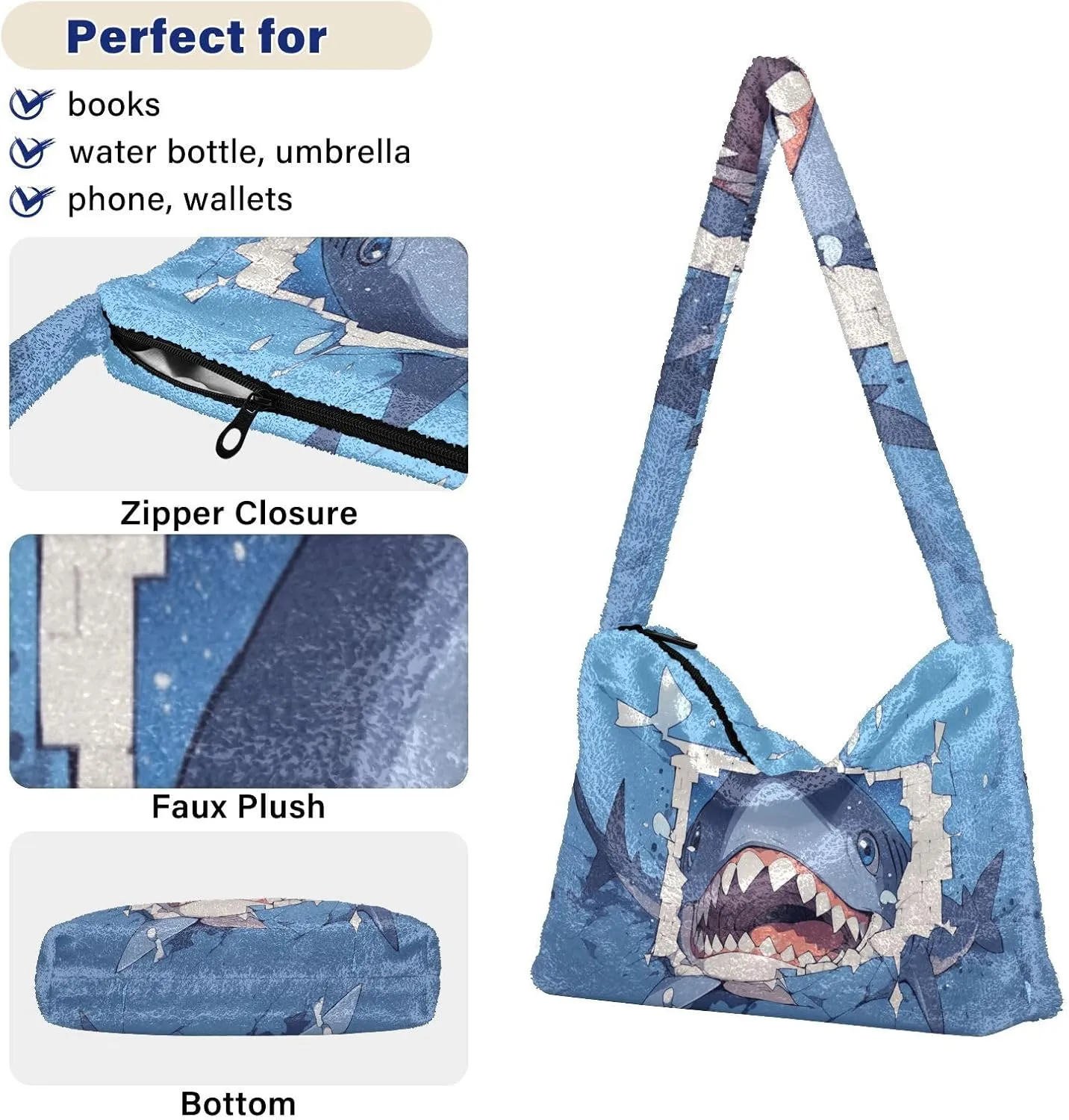 Two Dogs in Driver Seat Shoulder Tote Bag, Tote Bag with Shoulder Strap and Zipper, Lightweight Handbags for Women
