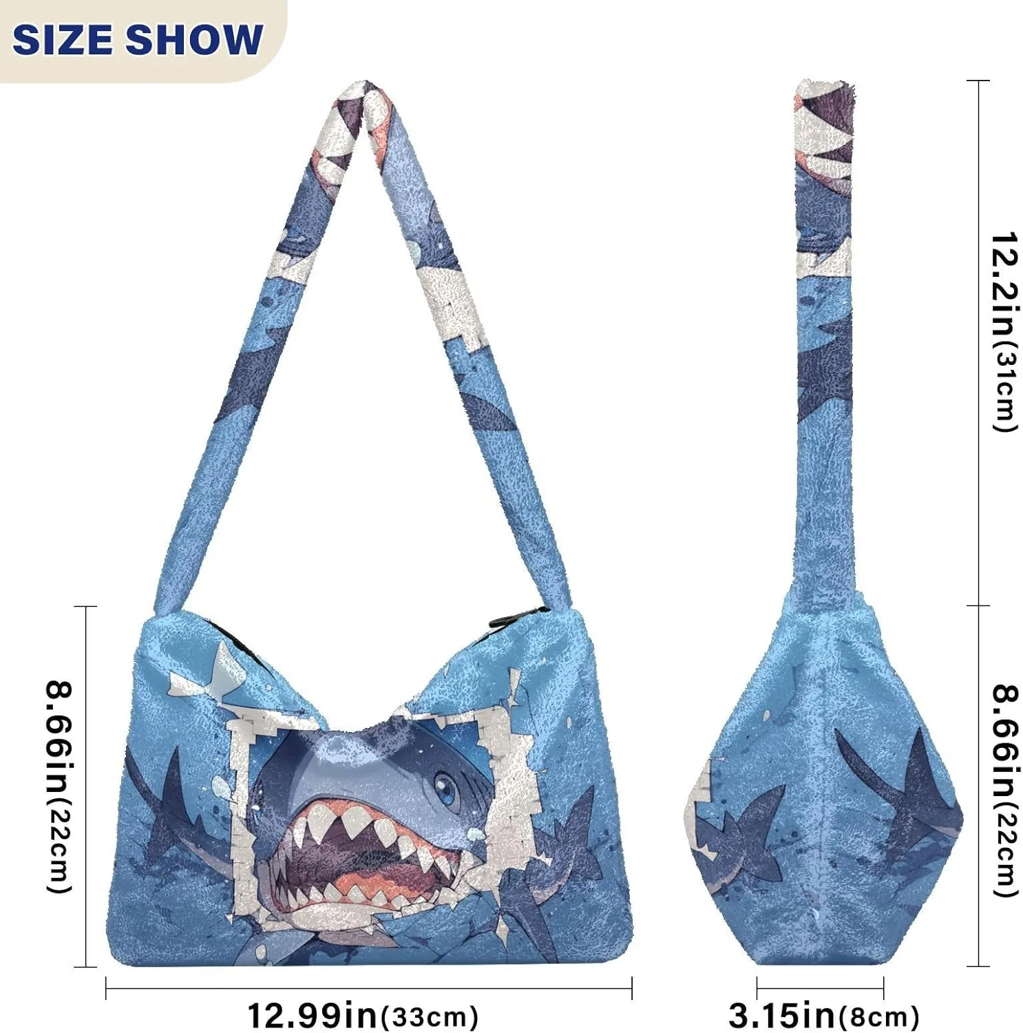 Two Dogs in Driver Seat Shoulder Tote Bag, Tote Bag with Shoulder Strap and Zipper, Lightweight Handbags for Women