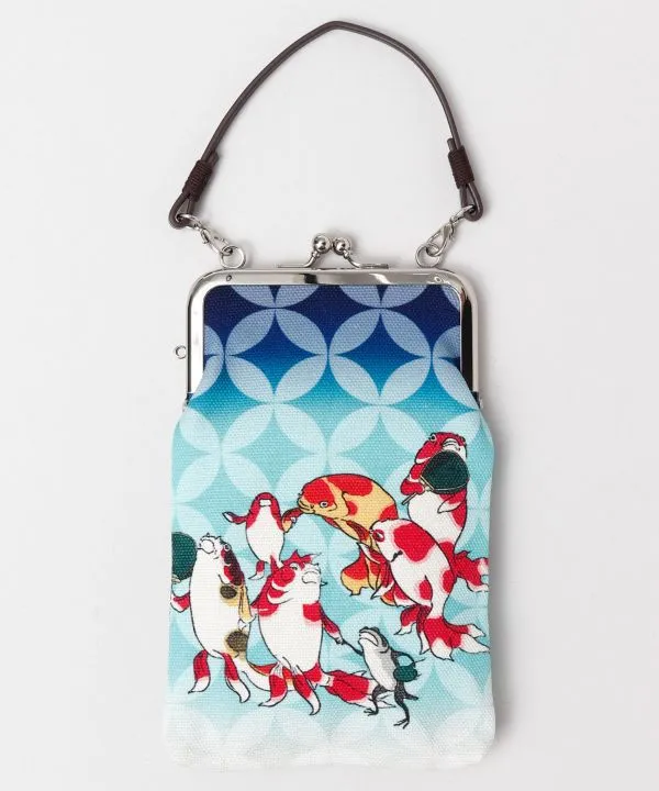 Ukiyoe Pattern GAMAGUCHI Pouch with Handle