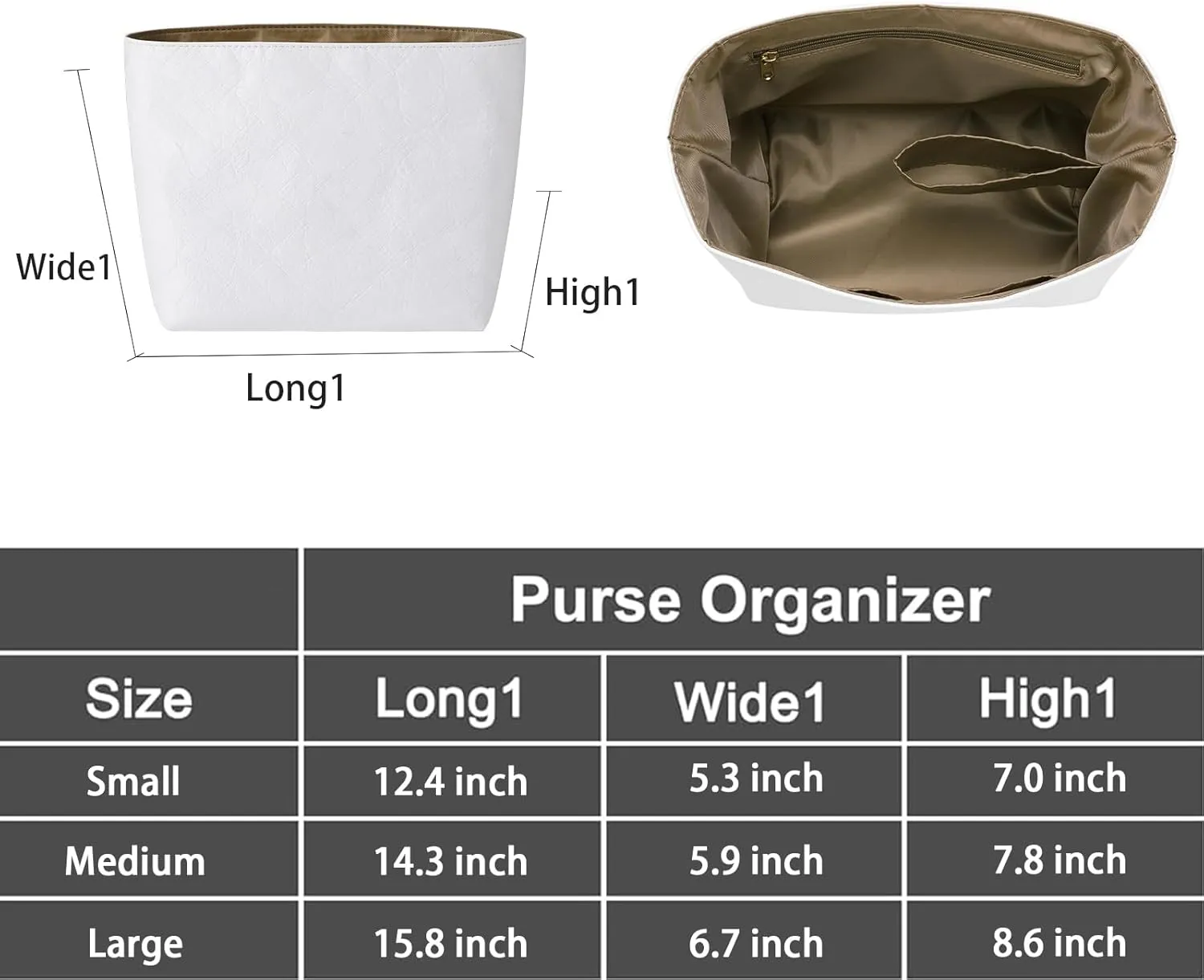 Upgraded Purse Organizer Insert for Longchamp Le Pliage,Dupont Paper Purse Inner, Makeup Liner HandBag Shaper (White,Large)