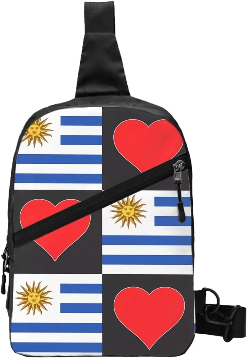 Uruguay Uruguayan Flag Red Heart Crossbody Bag Portable Sling Bags Foldable Chest Daypack Reusable Sports Shoulder Backpack Diagonally Casual Rucksack Travel Bag