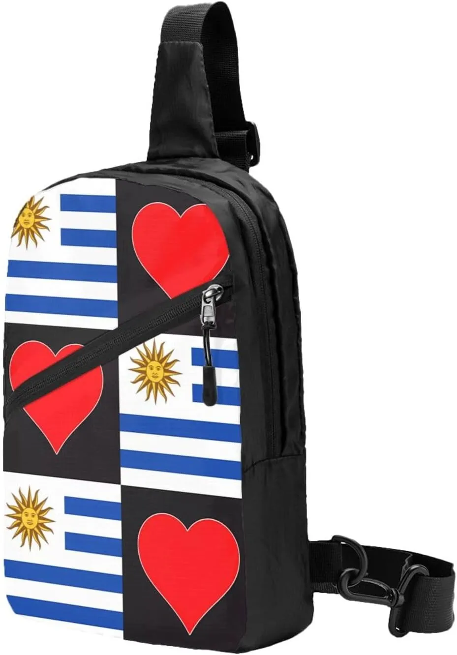 Uruguay Uruguayan Flag Red Heart Crossbody Bag Portable Sling Bags Foldable Chest Daypack Reusable Sports Shoulder Backpack Diagonally Casual Rucksack Travel Bag