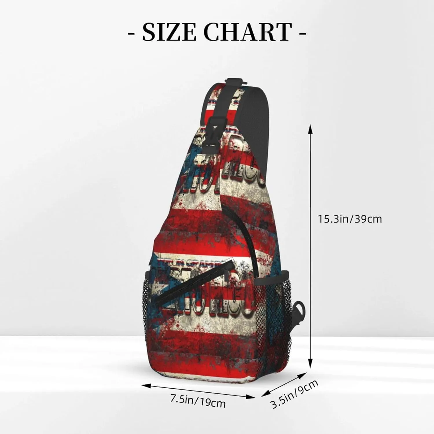 USA And Puerto Rico National Flag Sling Bag Adjustable Chest Bags Casual Crossbody Bag Travel Shoulder Backpack