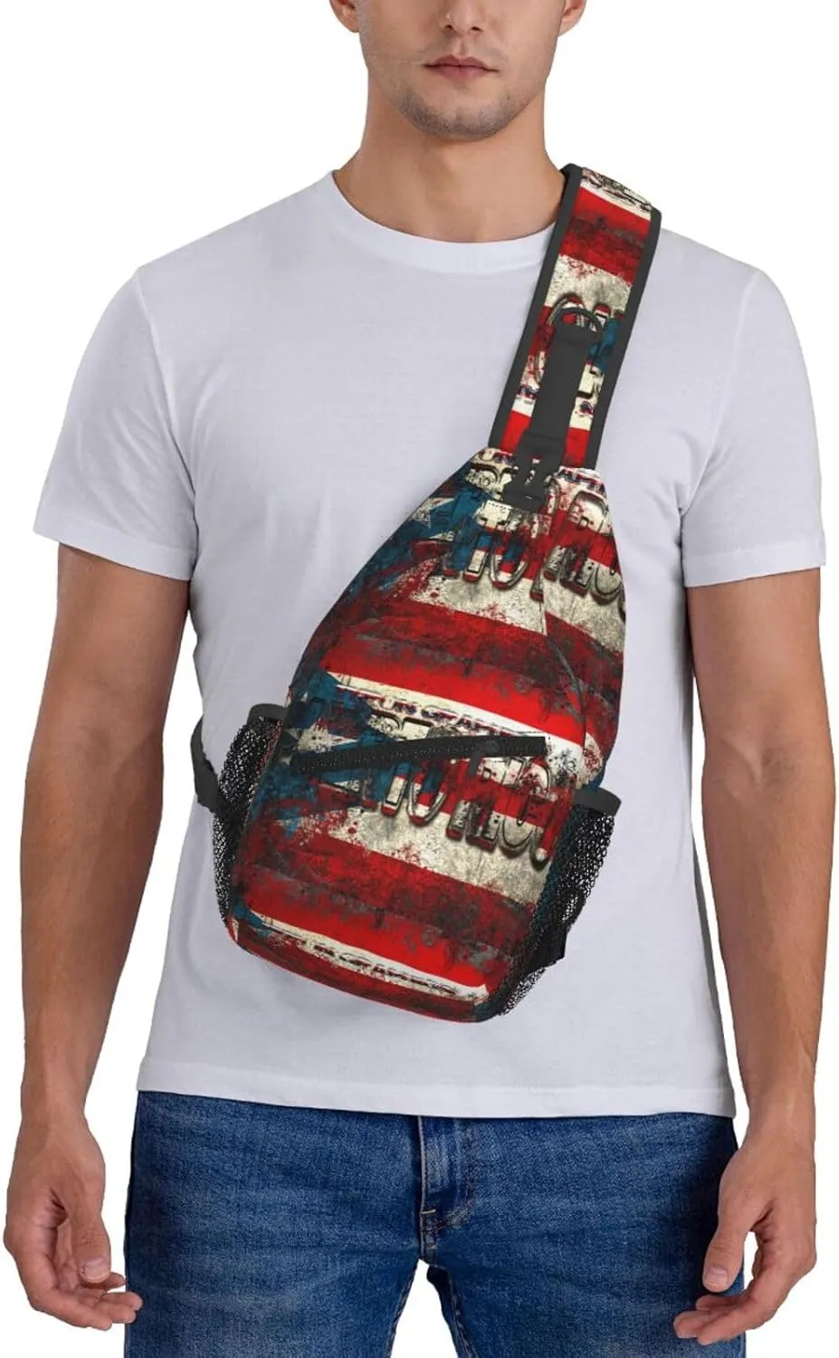 USA And Puerto Rico National Flag Sling Bag Adjustable Chest Bags Casual Crossbody Bag Travel Shoulder Backpack