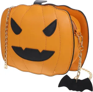 VALICLUD Halloween Pumpkin Crossbody Bag Casual Little Devil Shoulder Bag Messenger Bag Handbag for Girls Student Ladies (Brown)